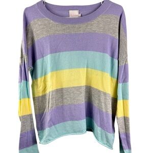 Brodie Whisper Multicolor Striped Sweater in Cotton Silk Blend